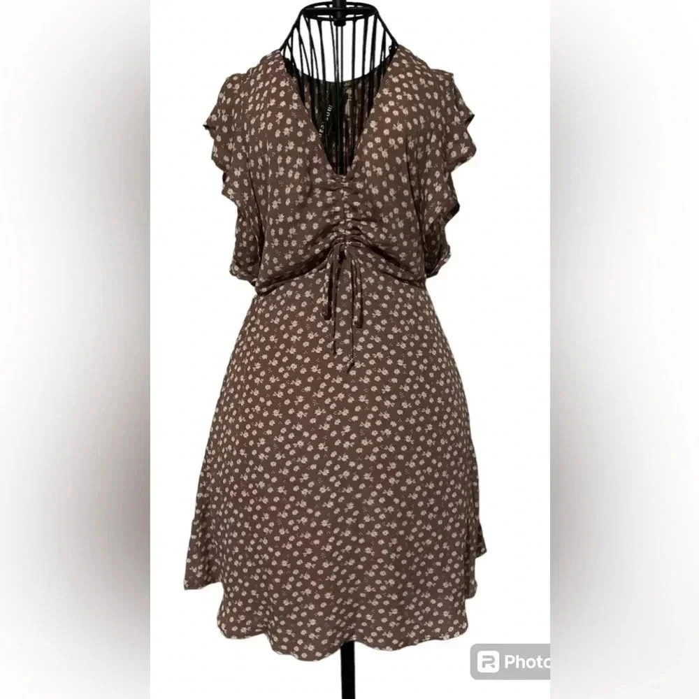 Monteau dress, Purple with cream floral print - Size Small